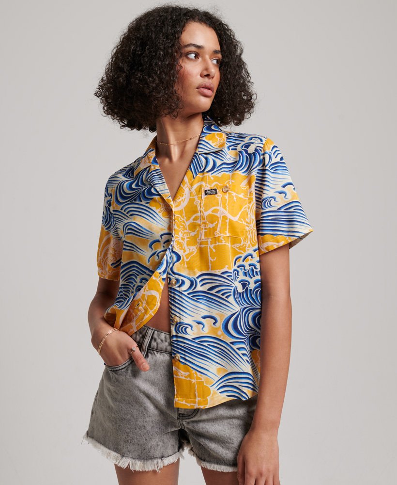 Women's Beach Resort Shirt in Nimi Kam Gold | Superdry US