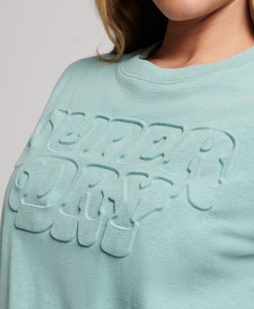 Women's Organic Cotton Vintage Cooper Embossed T-Shirt in Sage Green Marl |  Superdry US