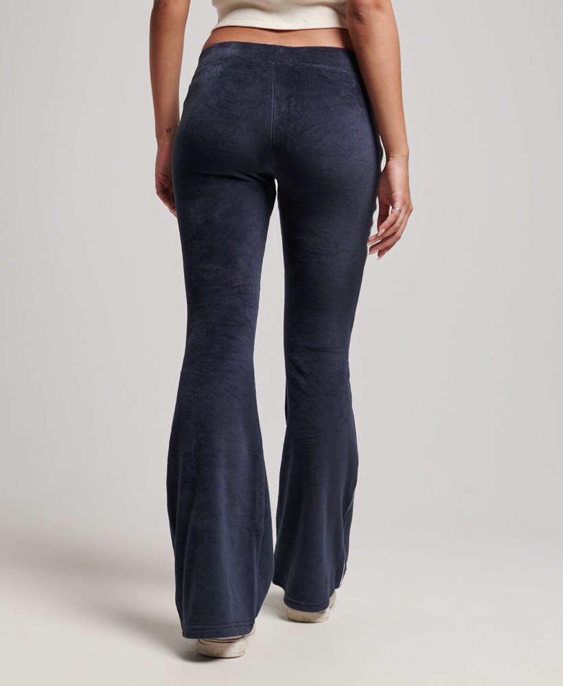 Womens - Velour Flare Trousers in Eclipse Navy