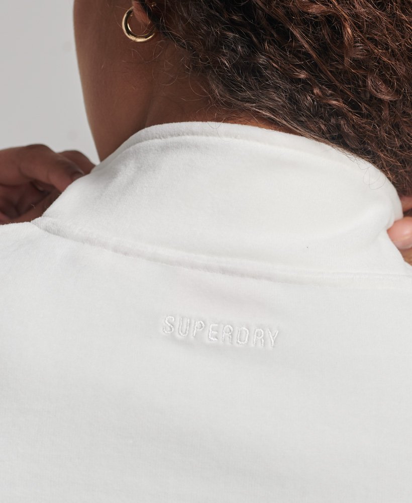 Womens - Velour Henley Sweatshirt in Off White | Superdry UK