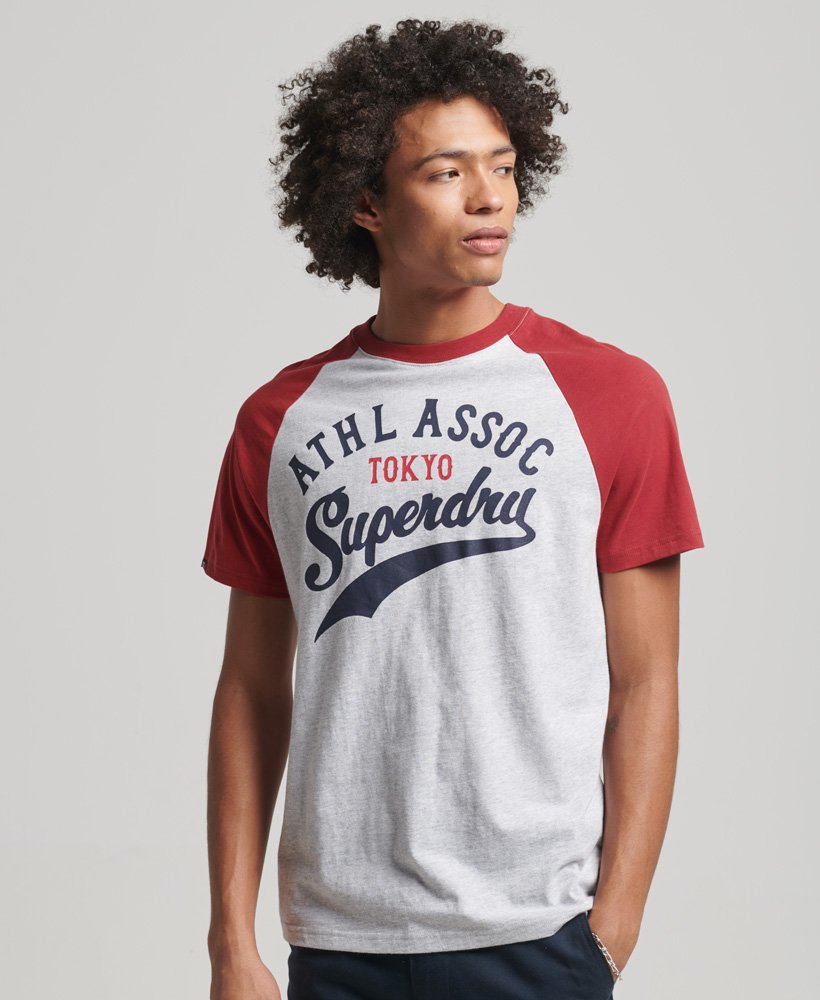 Mens - Vintage Home Raglan T-Shirt in Light Grey | Superdry UK