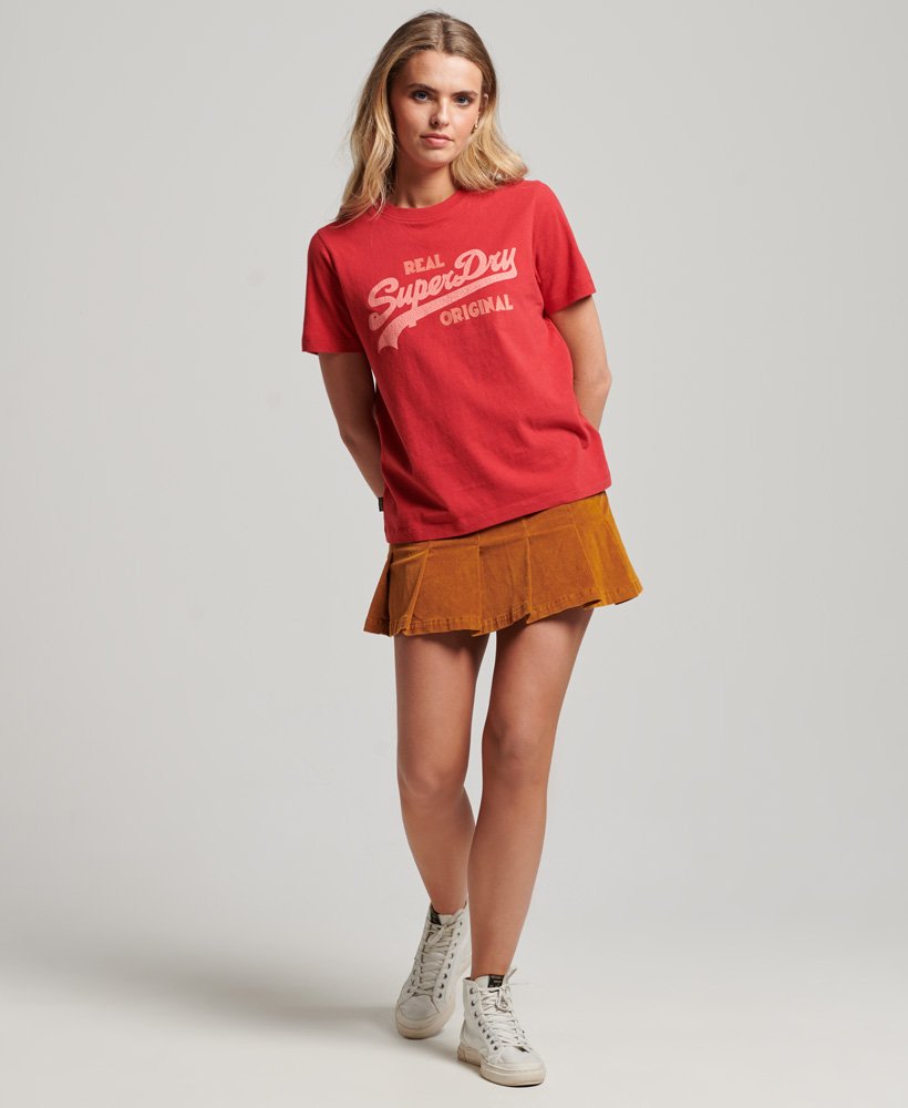 Women's Organic Cotton Vintage Logo Scripted Coll T-Shirt in Papaya Red  Marl | Superdry US