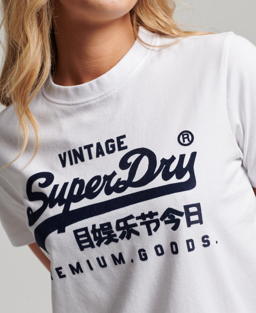 Women\'s Organic Cotton Vintage Logo Scripted Coll T-Shirt in Optic |  Superdry US