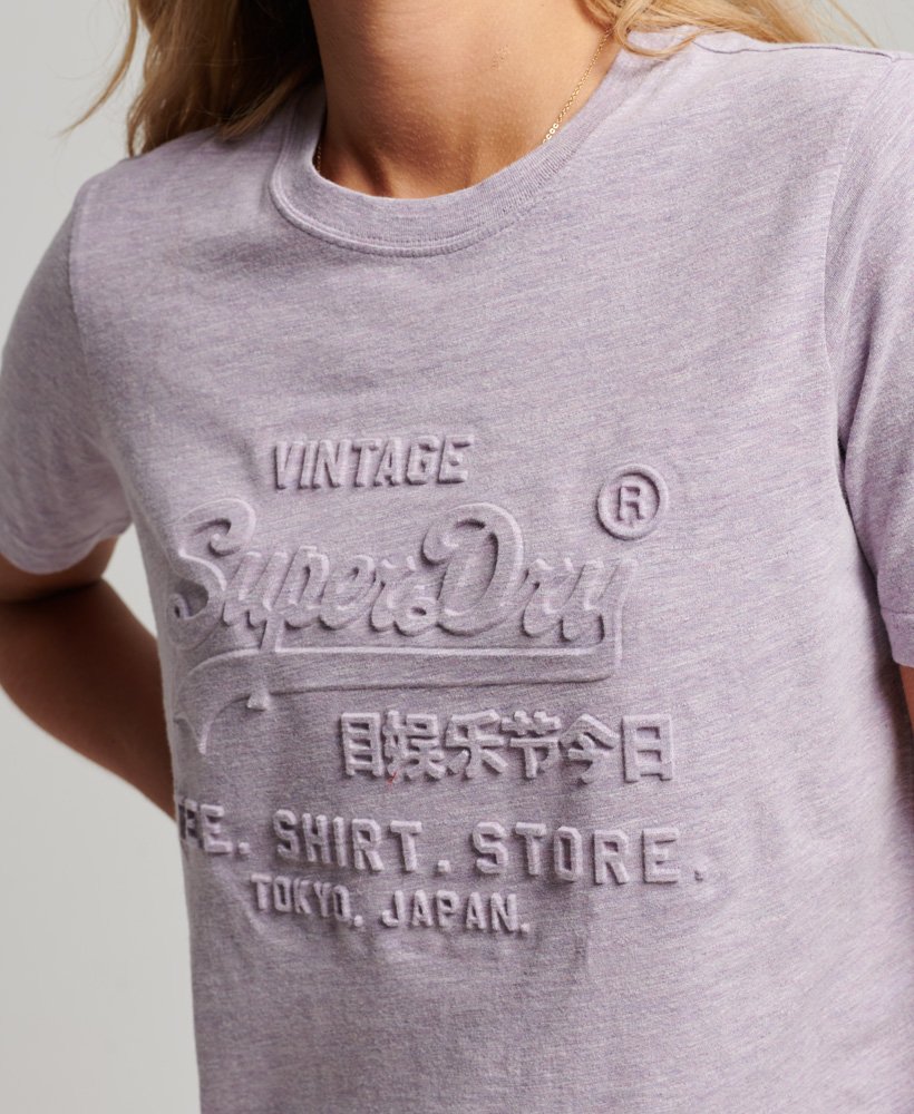 Women\'s Vintage Logo Embossed T-Shirt in Oxford Purple Snowy | Superdry US
