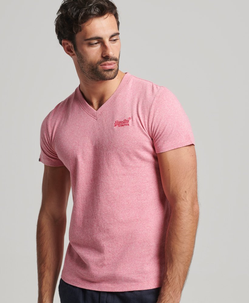 toediening Kalmte Savant Homme - T-shirt à col V et logo Essential en coton bio Rose | Superdry FR