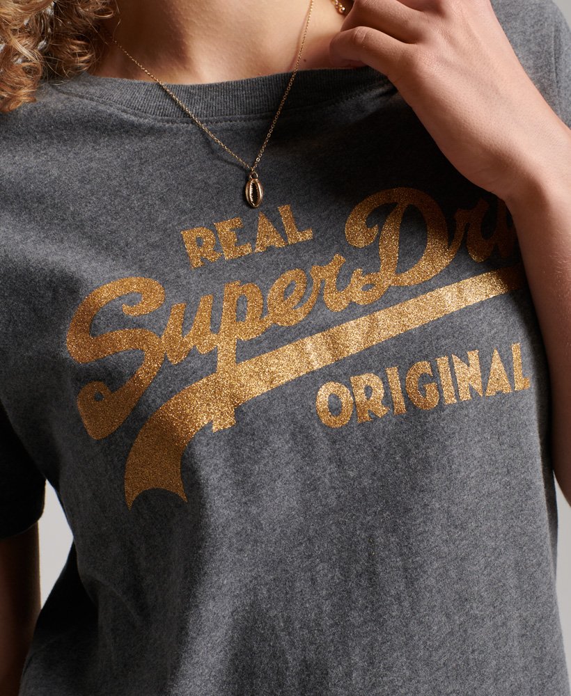 Womens - Organic Cotton Vintage Logo Scripted Coll T-Shirt in Rich ...