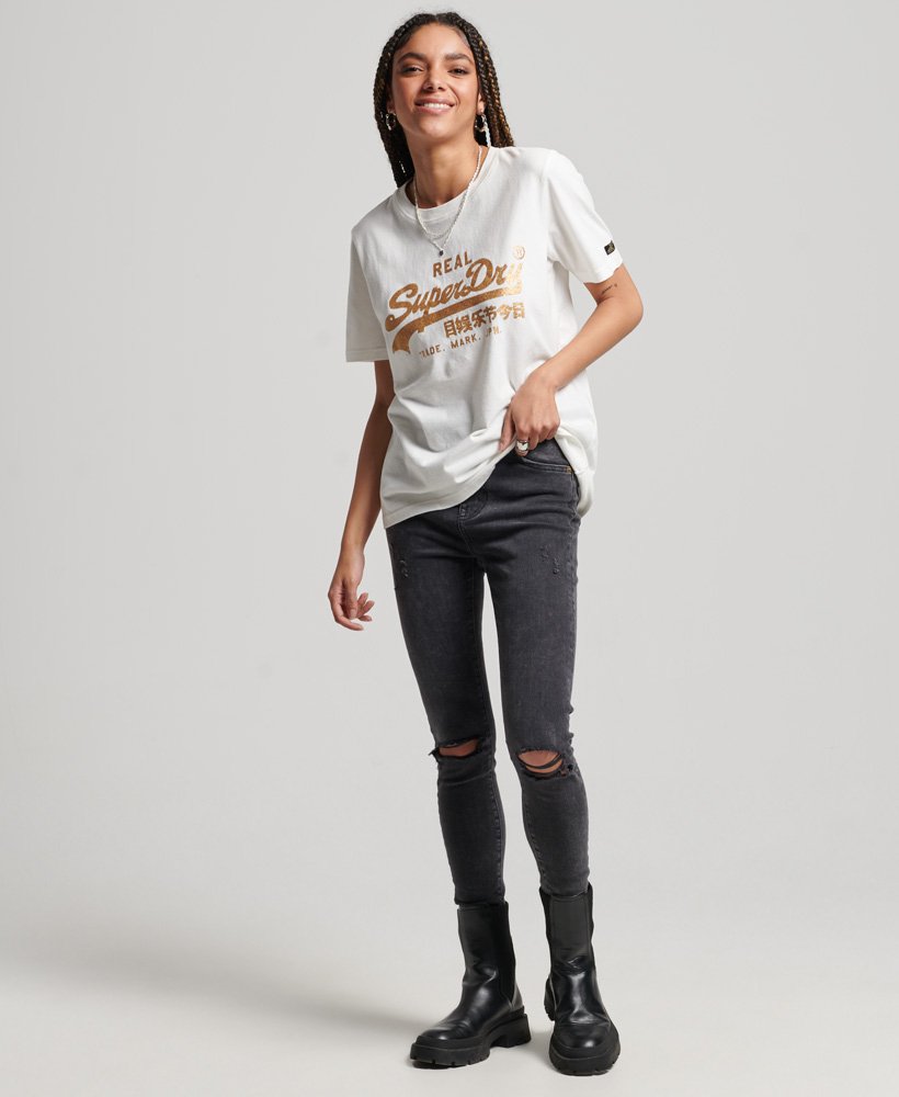 Embellished Logo in Superdry T-shirt Bone | Desert Vintage Off White Women\'s US