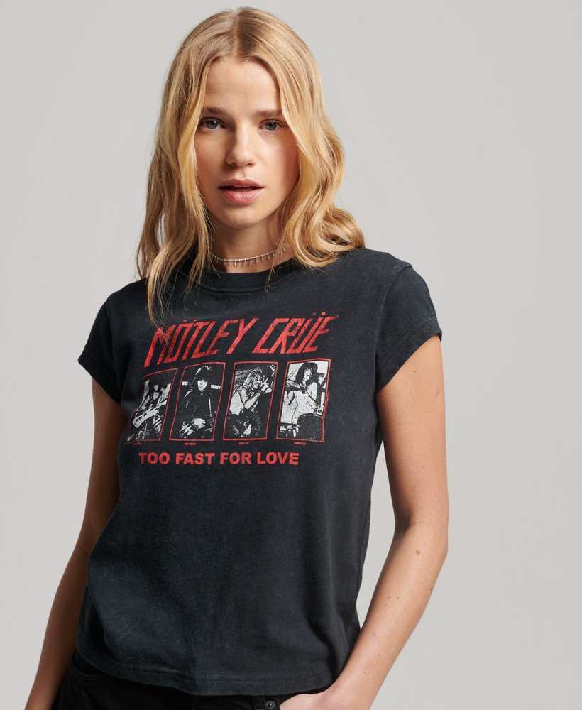 Women'S - Motley Crue Cap Sleeve T-Shirt In Black | Superdry Ie
