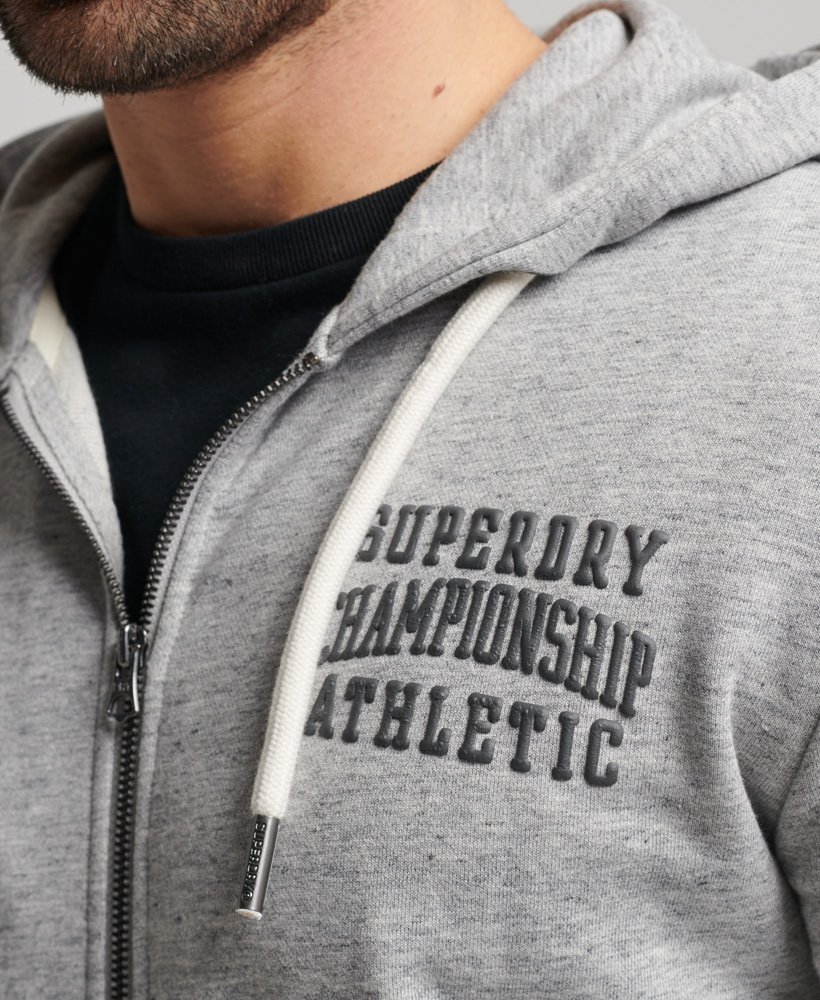 Mens Gym Athletic Zip Hoodie in Athletic Grey Marl Superdry UK
