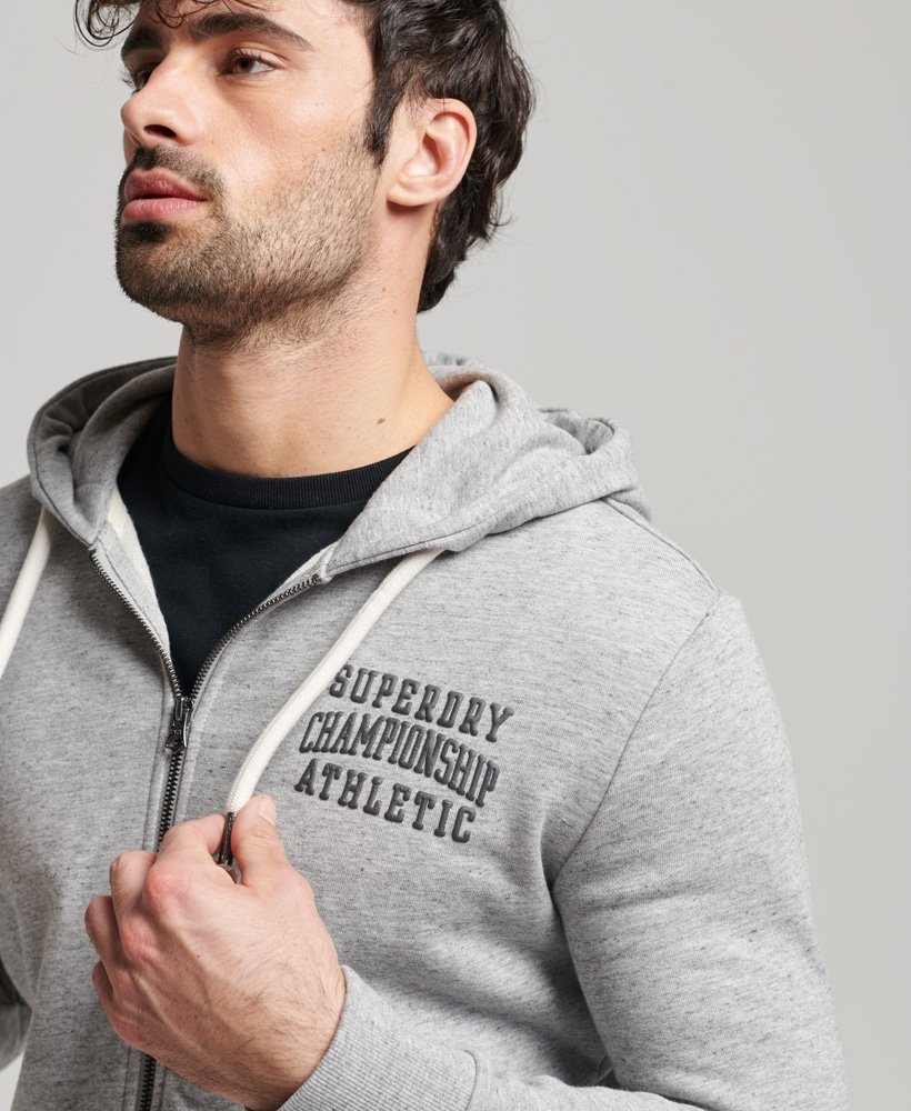 Mens Gym Athletic Zip Hoodie in Athletic Grey Marl Superdry UK