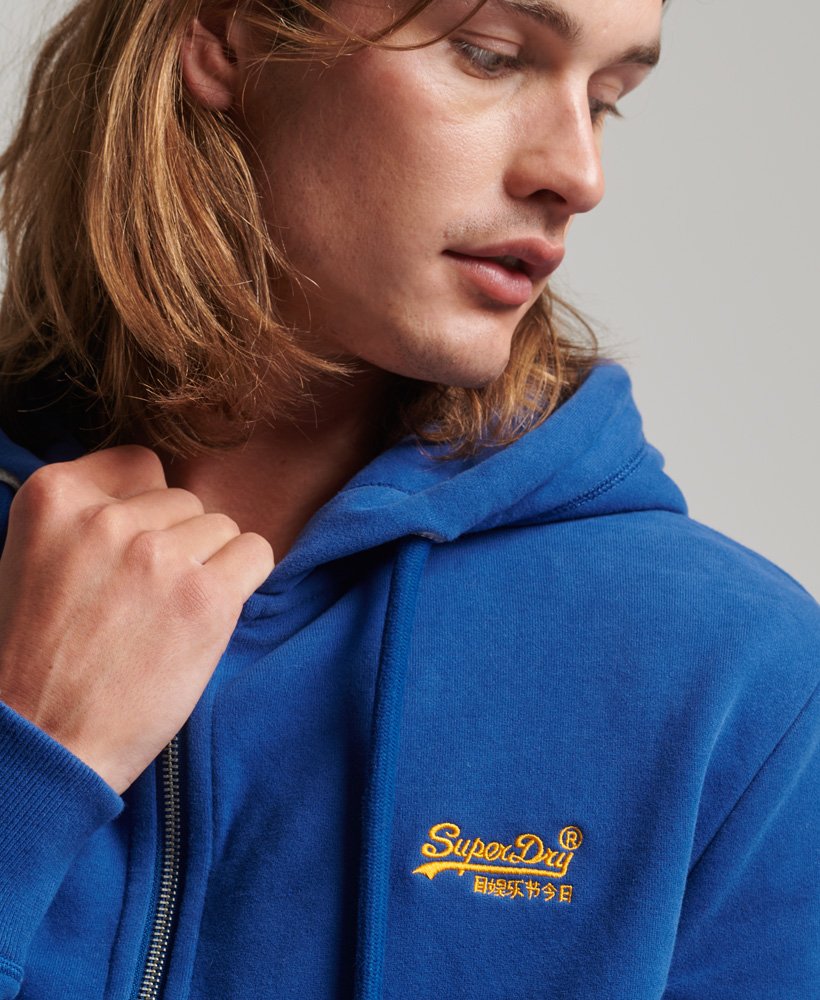 Mens - Vintage Logo Embroidered Zip Hoodie in Regal Blue | Superdry UK