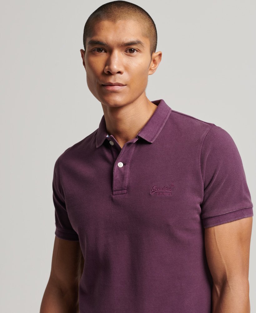 Mens - Destroyed Polo Shirt in Aubergine | Superdry UK