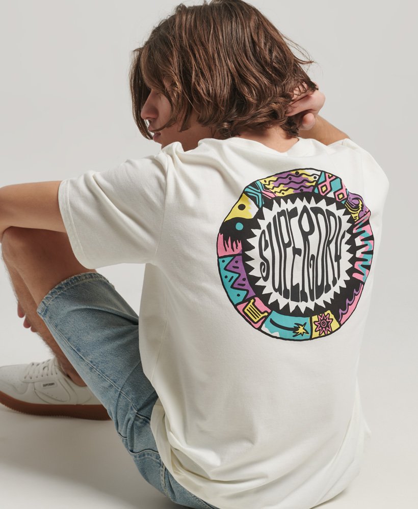 Mens - Vintage Tribal Surf T-Shirt in Off White | Superdry UK