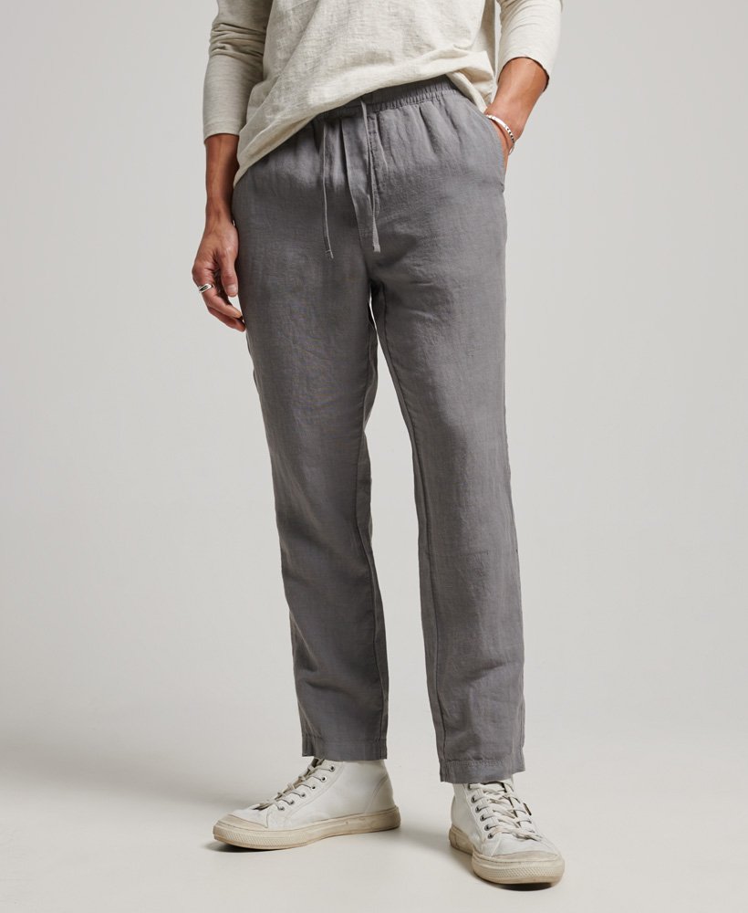 Men's Overdyed Linen Joggers in Pewter Grey