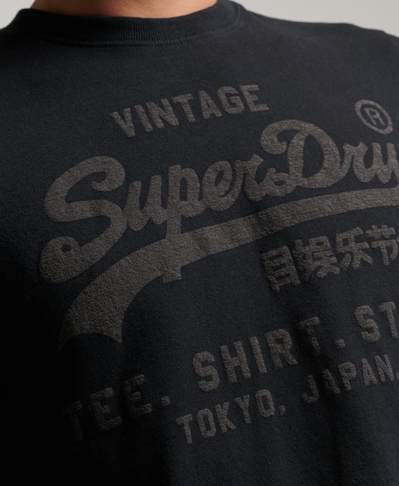 Men's Vintage Logo Store Tonal T-Shirt in Nero Black Marl
