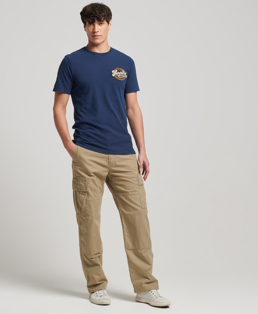 Men\'s Vintage Scripted College Navy T-Shirt Supermarine US | in Superdry