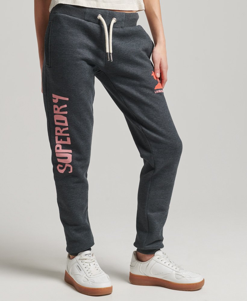Womens - Vintage Cali Cut Out Joggers in Jet Black Marl | Superdry UK