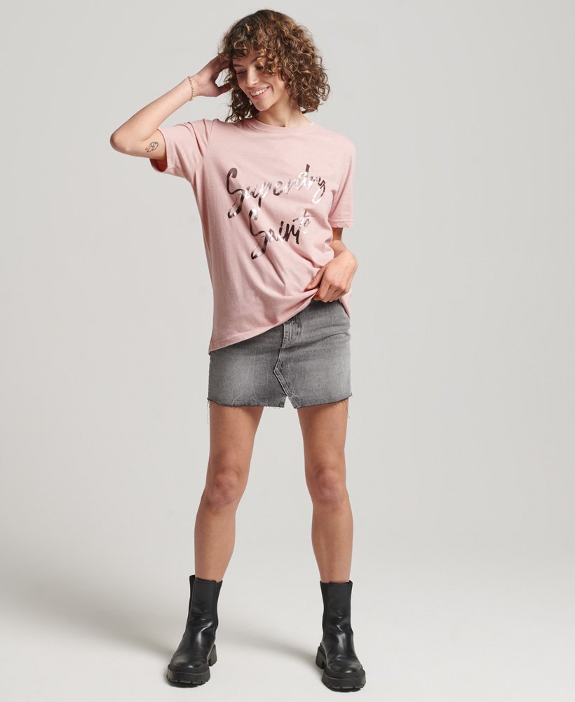 Women's Vintage Embellished T-Shirt in Blush Pink Marl | Superdry US