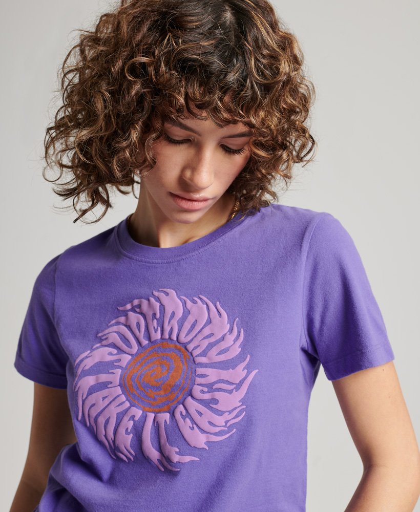 Women's Vintage Tribal Grunge T-shirt in Purple Opulence