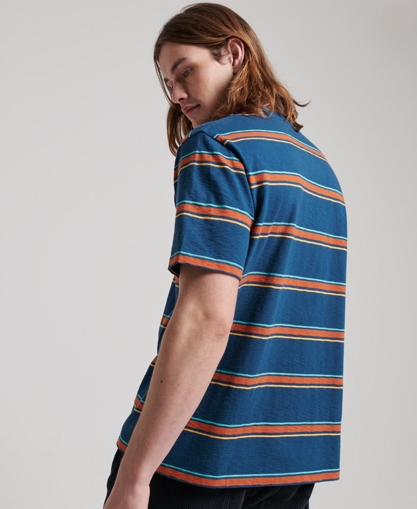 Herren - Vintage T-Shirt mit strukturierten Streifen Flaschenblau Gestreift  | Superdry DE
