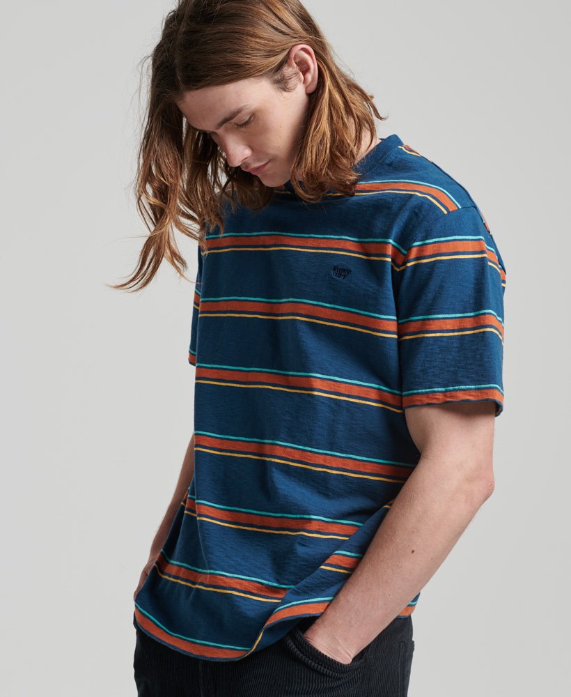 Men's - Vintage Textured Stripe T-Shirt in Blue | Superdry IE