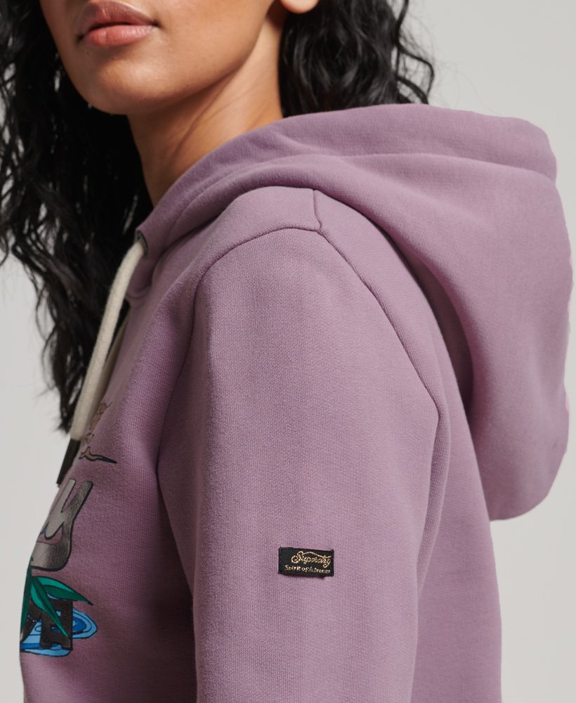 Womens - Japanese Vintage Logo Graphic Hoodie in Purple | Superdry UK