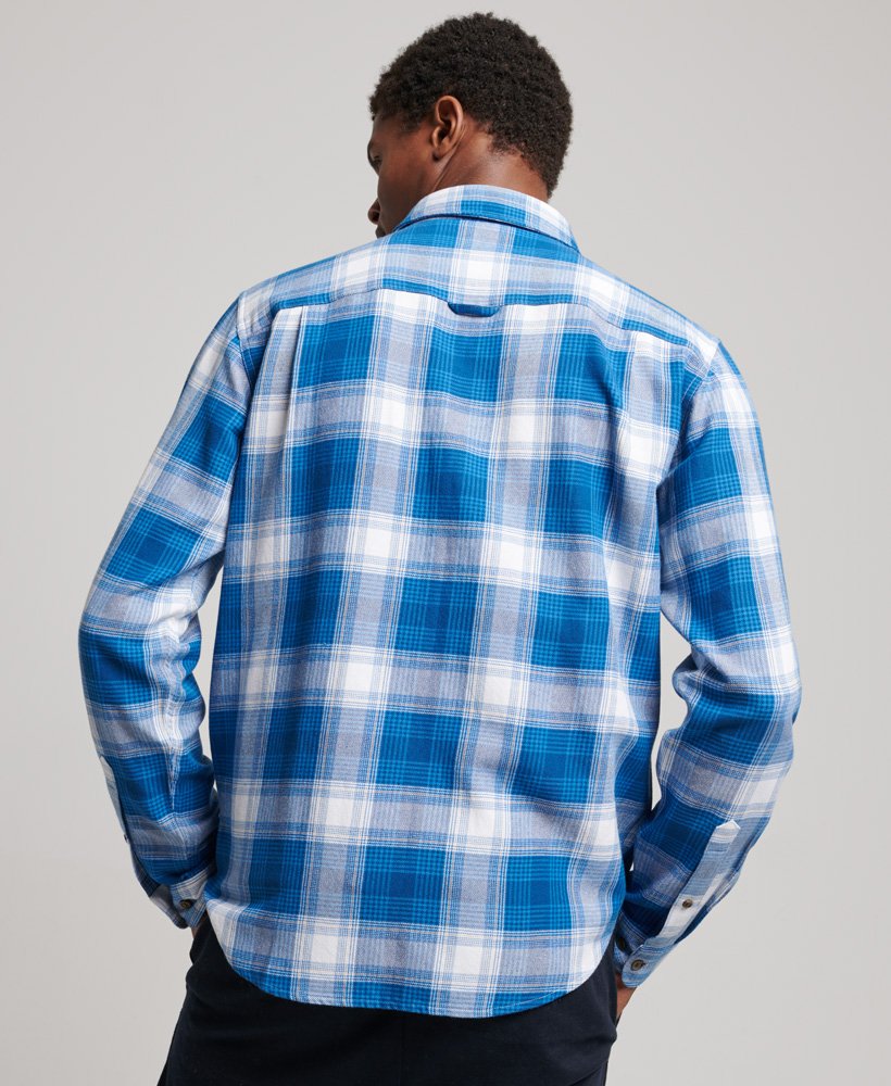 Men's - Vintage Flannel Shirt in Blue Twill Check | Superdry UK
