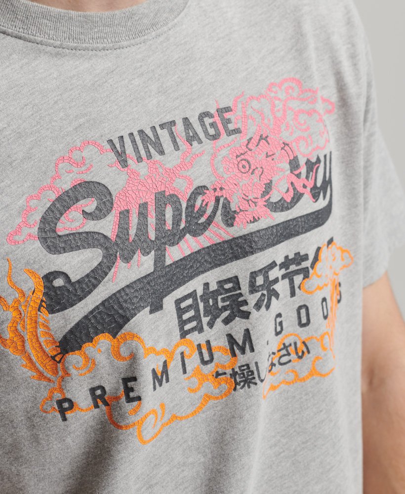 Men's Japanese Graphic Logo T-Shirt in Grey Marl | Superdry US