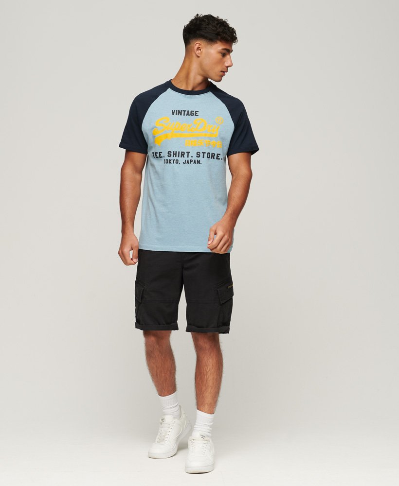 Men's Sale Organic Cotton Vintage Logo Raglan T-Shirt in Stone Blue ...