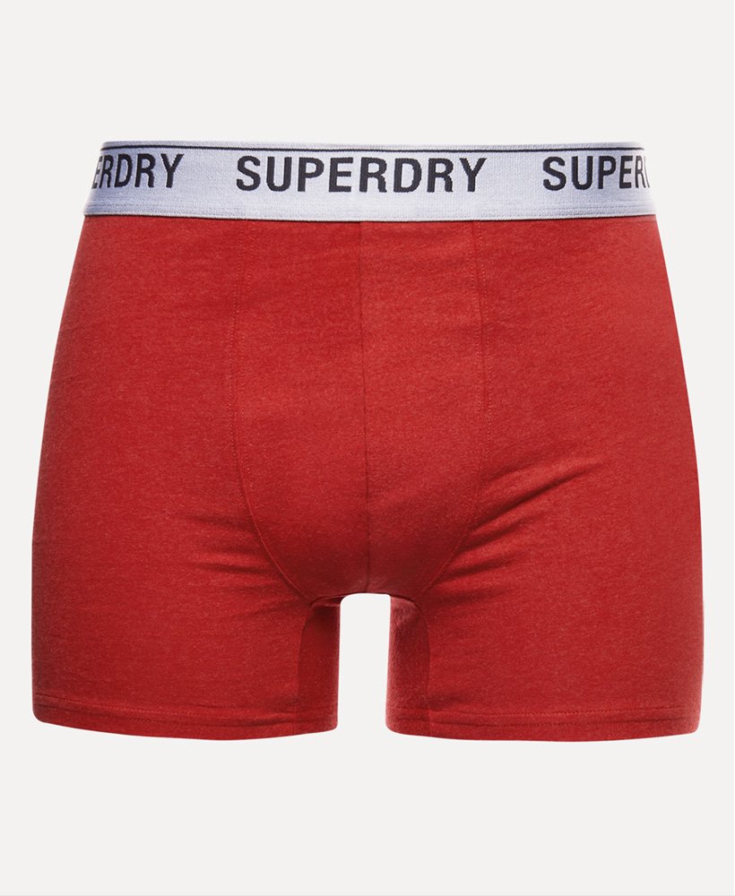 Mens - Organic Cotton Boxers Triple Pack in Burgundy/red/pink | Superdry UK
