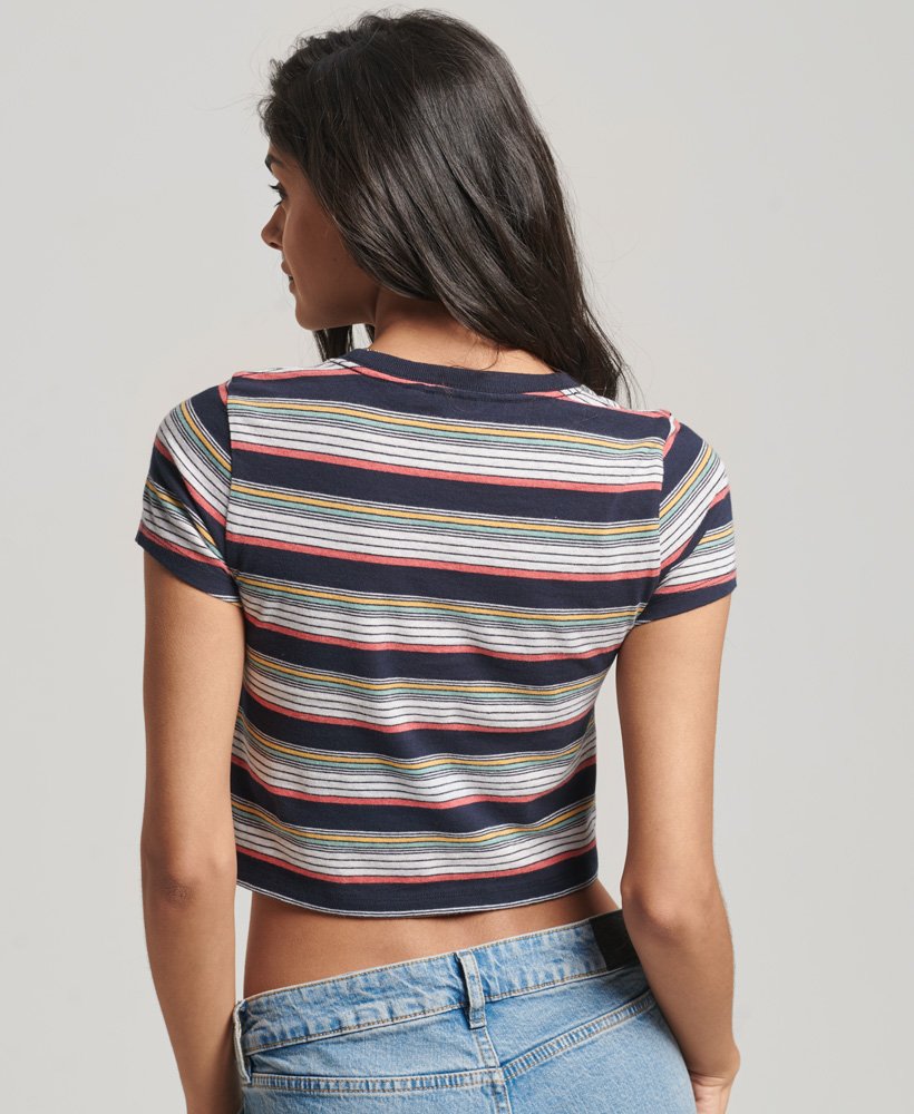 Womens - Vintage Stripe Crop T-Shirt in Eclipse Navy/blue Stripe ...