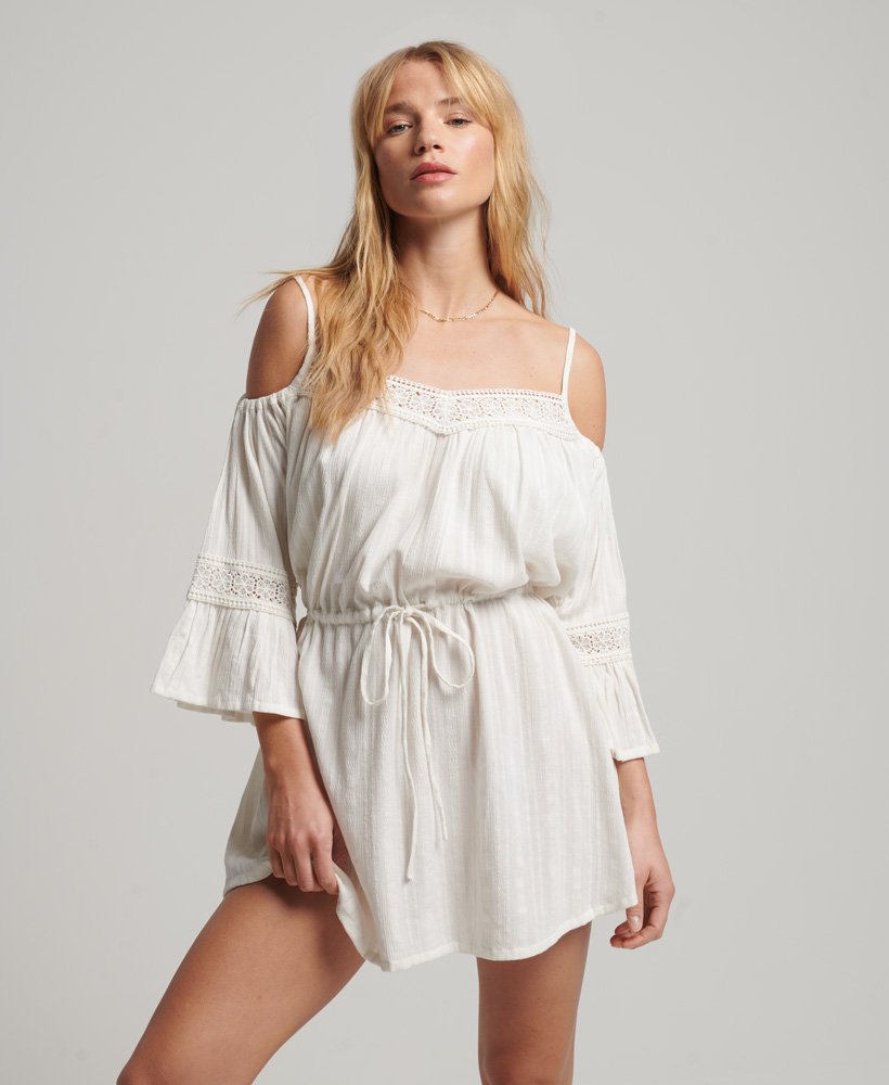 Womens - Cold Shoulder Mini Dress in White | Superdry