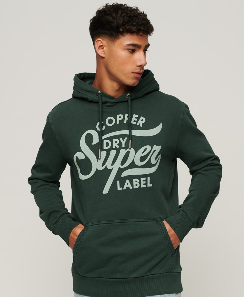 Mens - Vintage Copper Label Hoodie in Enamel Green | Superdry UK