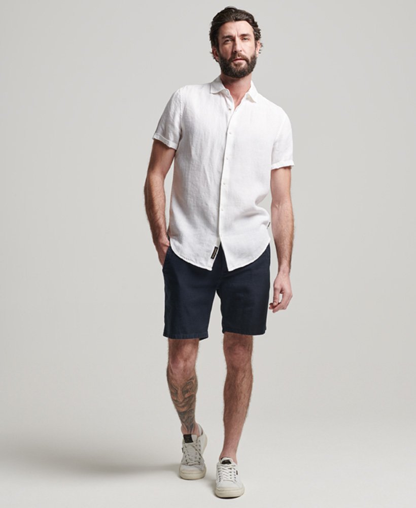 Men's - Studios Casual Linen Shirt in Optic | Superdry UK