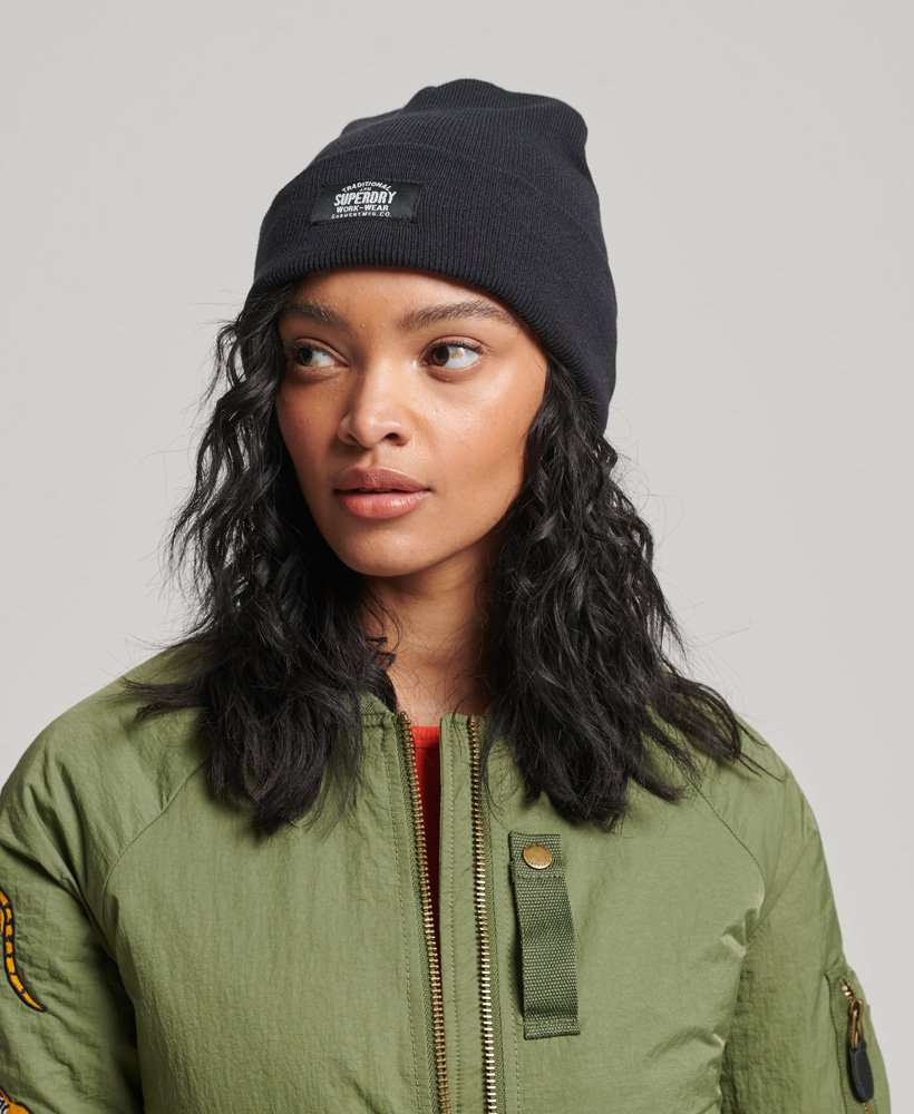 Women’s - Classic Knitted Beanie in New Jet Black | Superdry UK