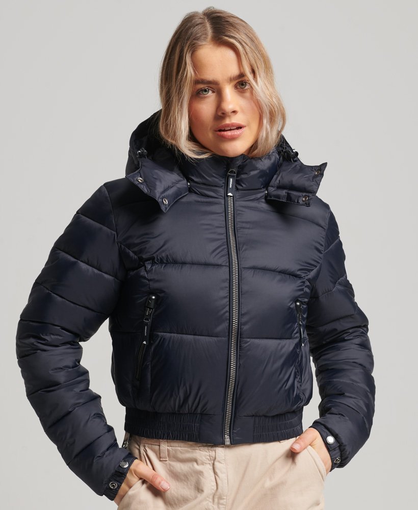 Womens - Fuji Cropped Hooded Jacket in Eclipse Navy | Superdry UK