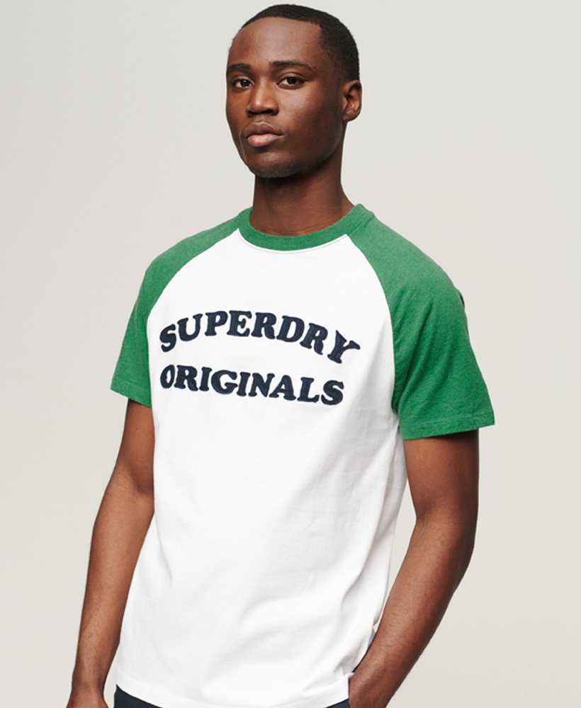 Superdry Raglan Cotton US Vintage Optic/field Cooper T-Shirt in Class Organic Marl Men\'s Green |