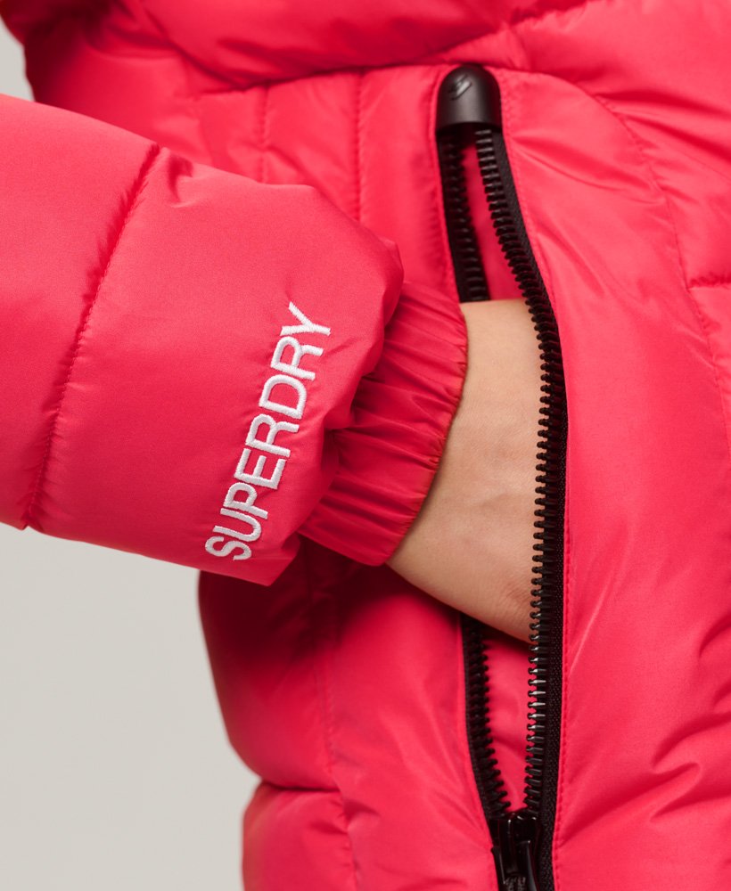 Superdry Damen Hooded Spirit Sports Puffer Jacke - Warme Winterjacke