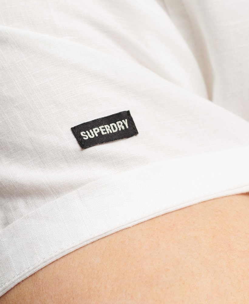 Men's - Organic Cotton Linen Short Sleeve Shirt in Optic | Superdry UK
