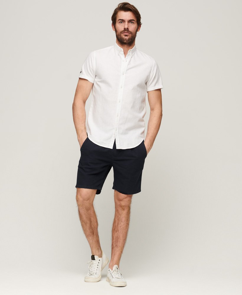Men's - Organic Cotton Linen Short Sleeve Shirt in Midnight