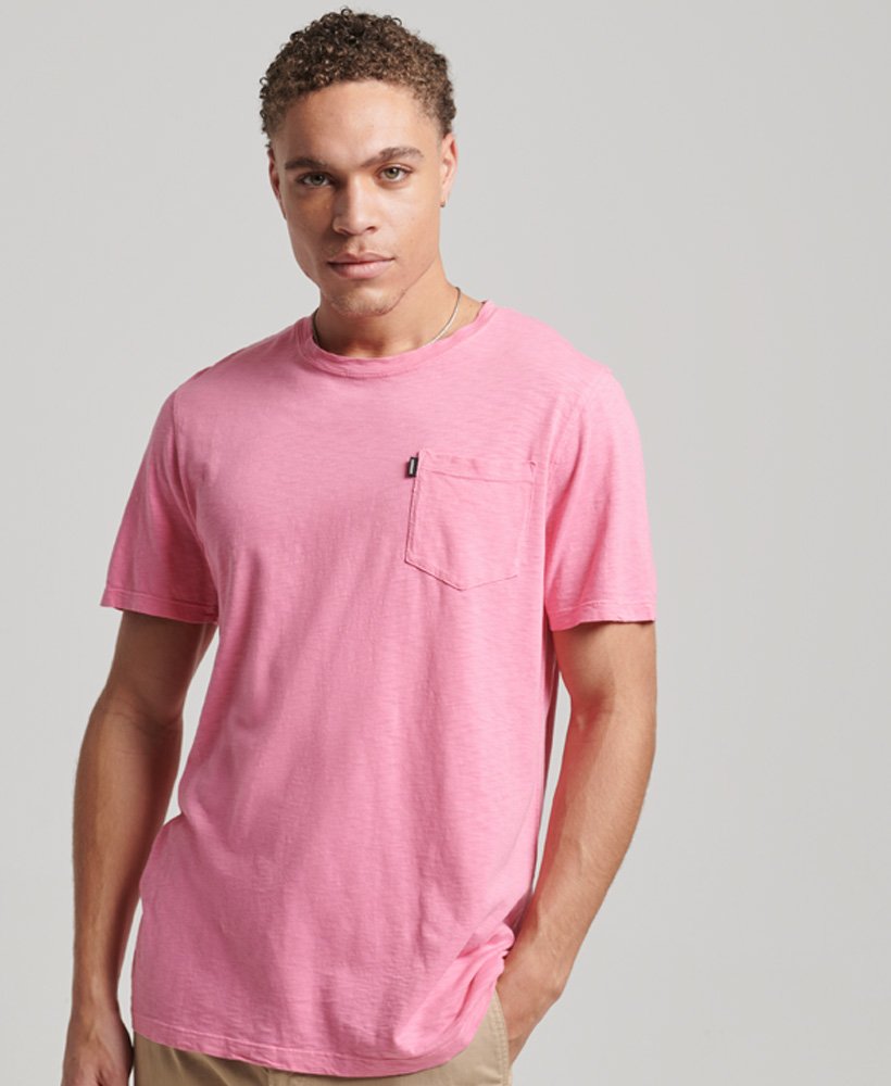 Men's Organic Cotton Crew Neck Slub Pocket T-Shirt in Pink | Superdry CA-EN