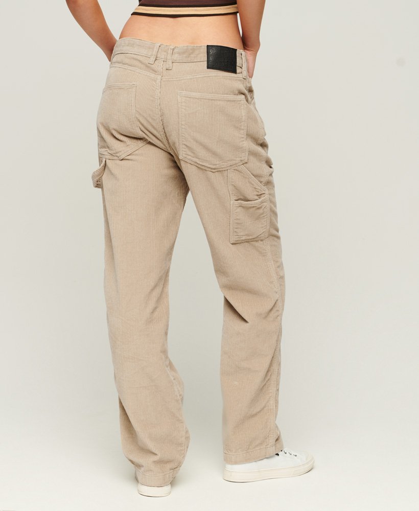 Women's Cord Carpenter Trousers in Stone Wash Taupe Brown