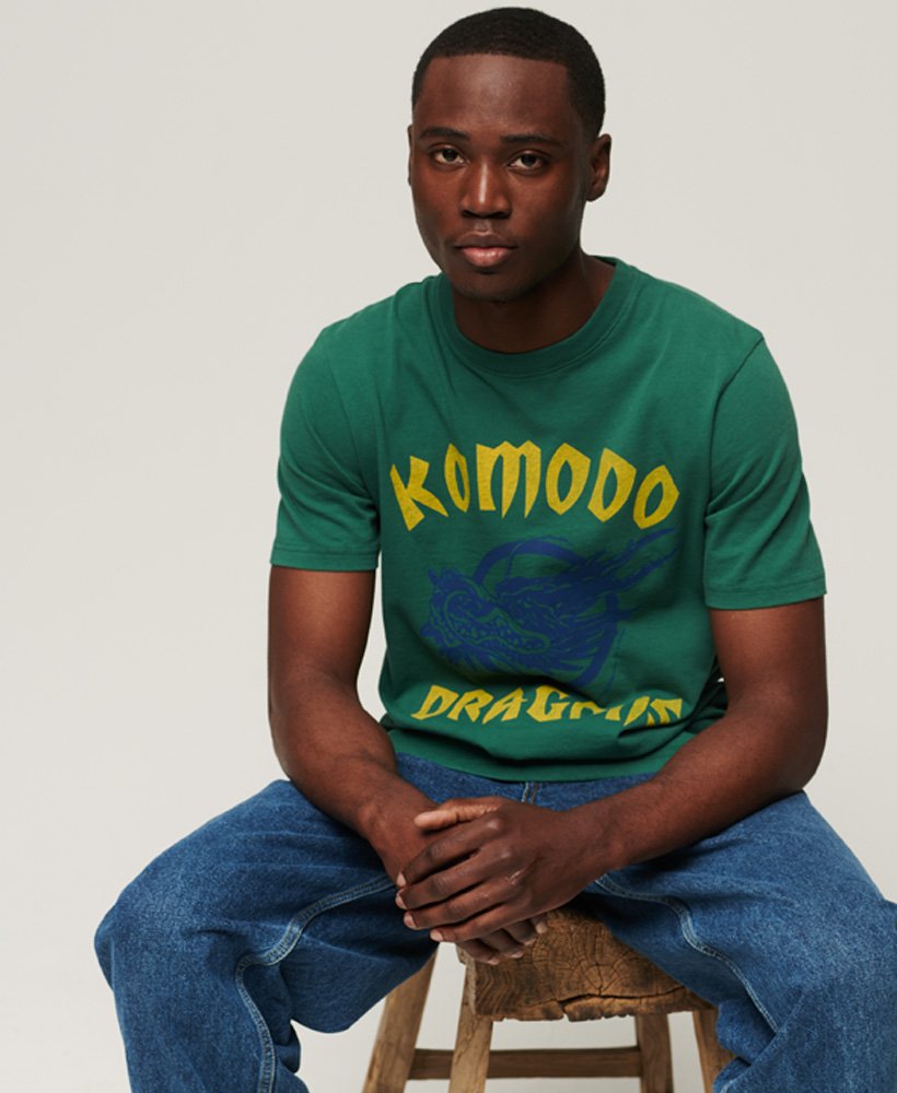 Men's Superdry x Komodo Classic Dragon T-Shirt in Pine Green