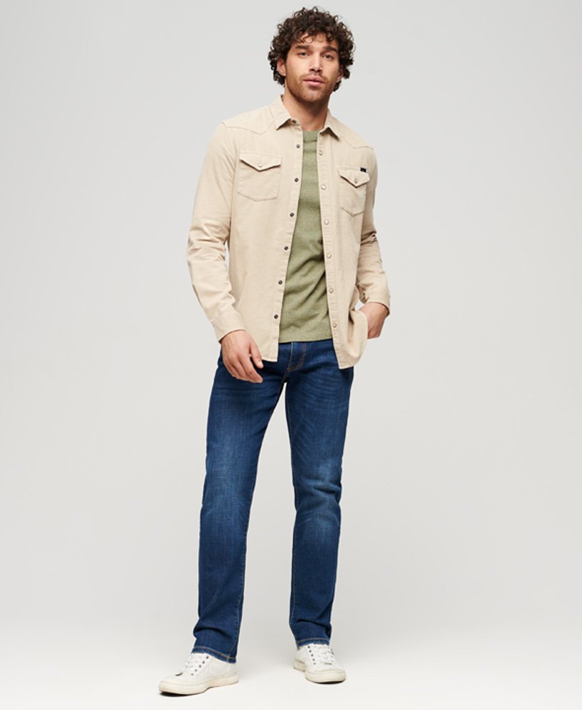 Men's - Vintage Cord Western Shirt in Stone Wash Taupe Brown | Superdry UK