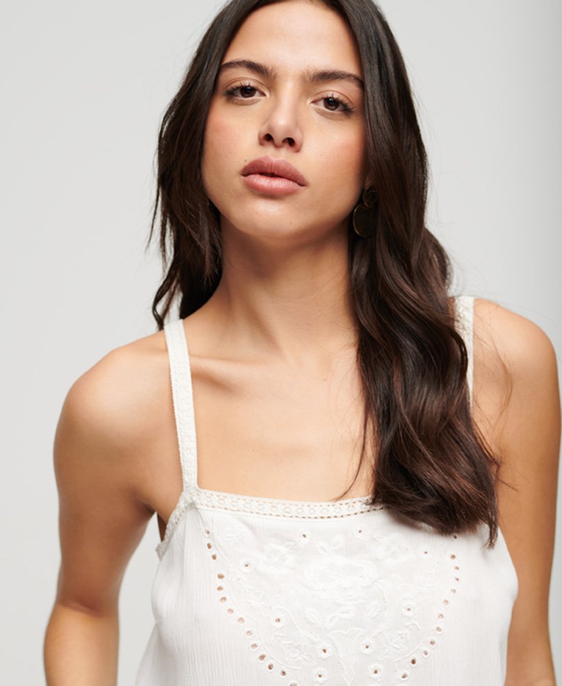Womens - Embroidered Cami Top in Off White