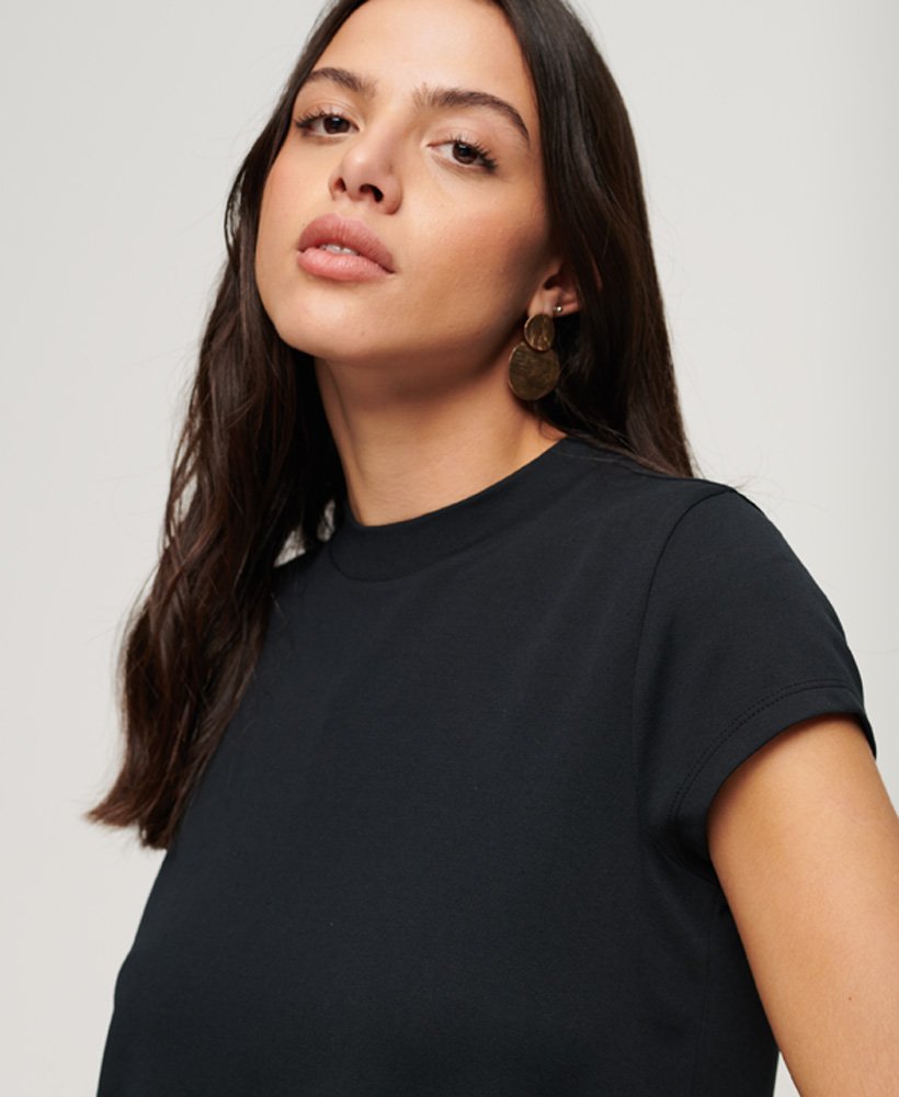 Womens - Short Sleeve A-line Mini Dress in Black | Superdry UK