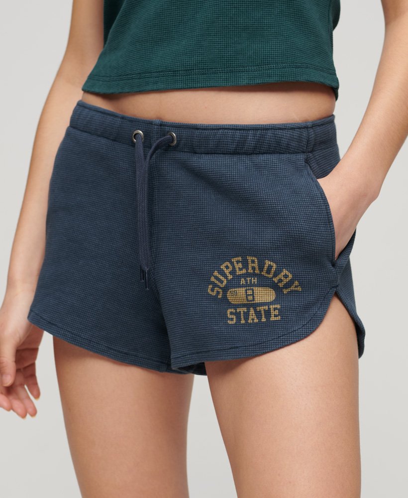 Dames - Athletic Essential Waffle short Blauw | Superdry NL