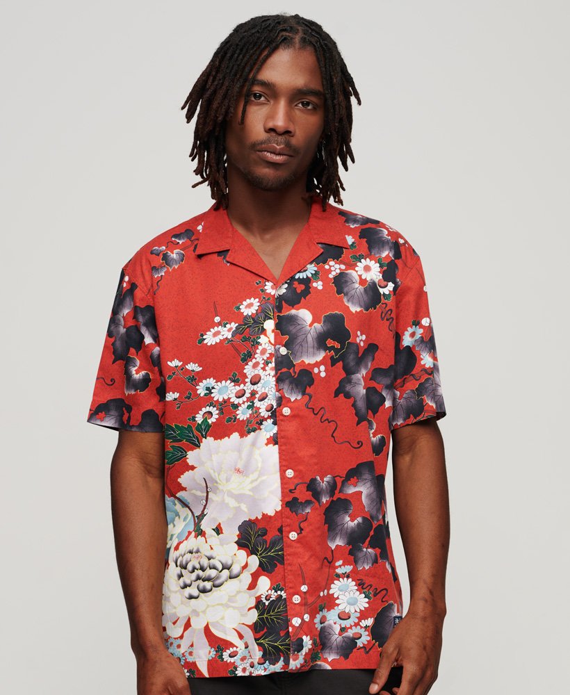 Men's - Hawaiian Resort Shirt in Tsutatkikubotan Red Print | Superdry UK