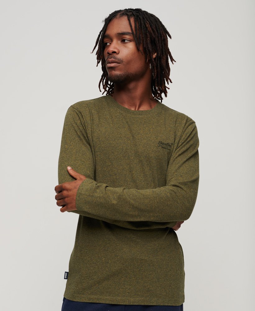 Men's Organic Cotton Vintage Logo Embroidered Top in Green