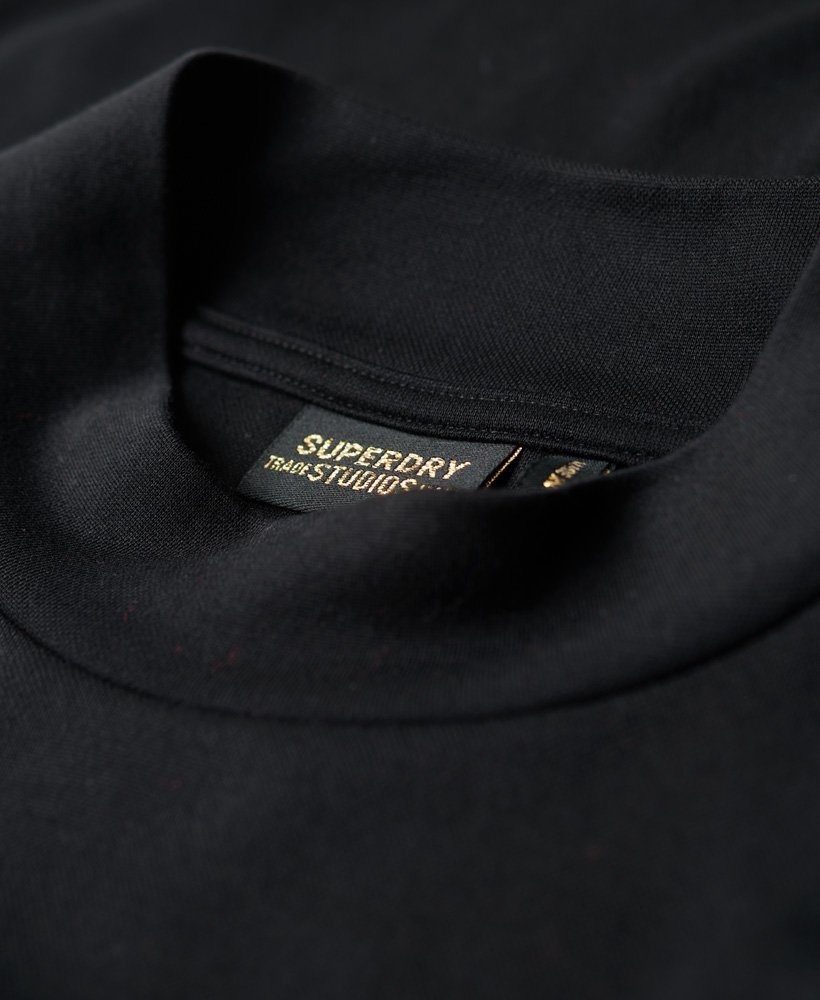 Womens - High Neck Long Sleeve Jersey Mini Dress in Black | Superdry UK